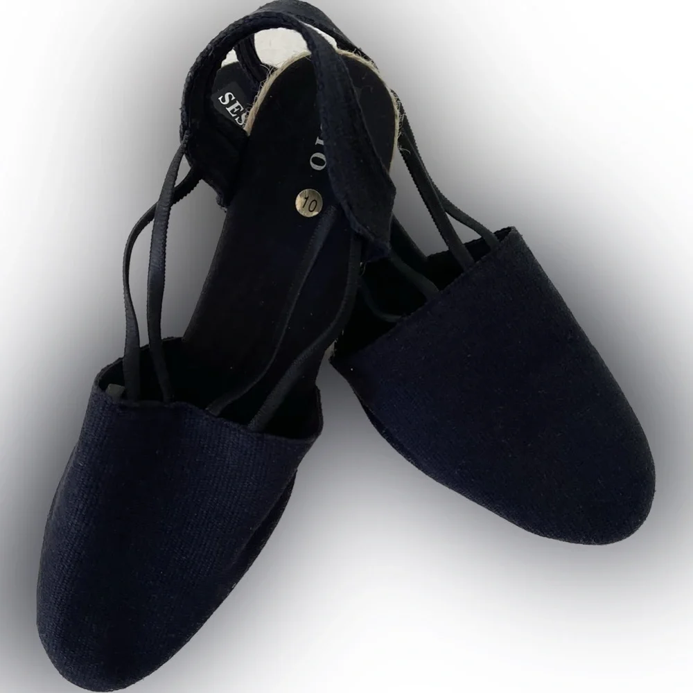 NWOB Sesto Meucci Black Canvas Espadrilles Made in Spain 10